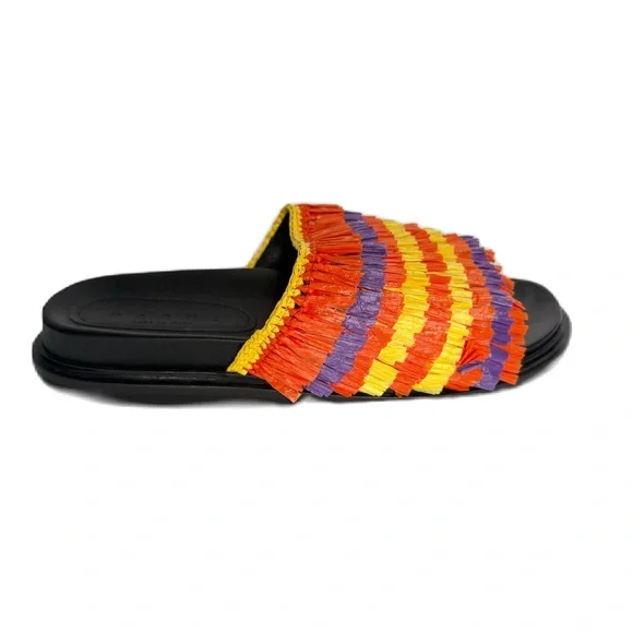 Marni Fussbett Slide Sandal In Reverse Crochet With Fringes Size 39 NWB Sandals